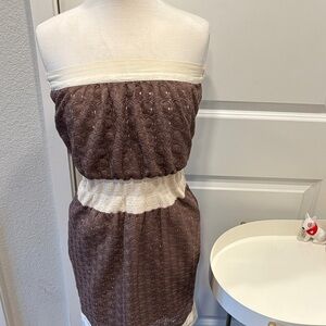 To the Max Strapless Brown and Cream Dress